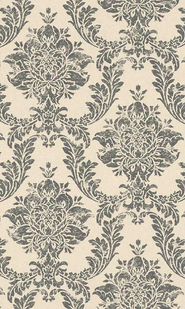 Alliage Black & White Classic Metallic Damask 297415