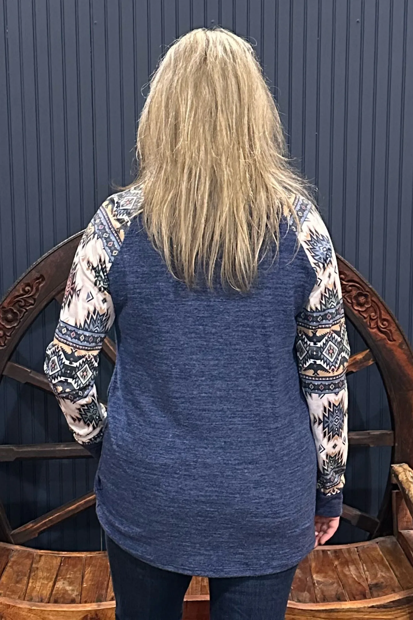 Aztec Print Relaxed Fit Raglan Top
