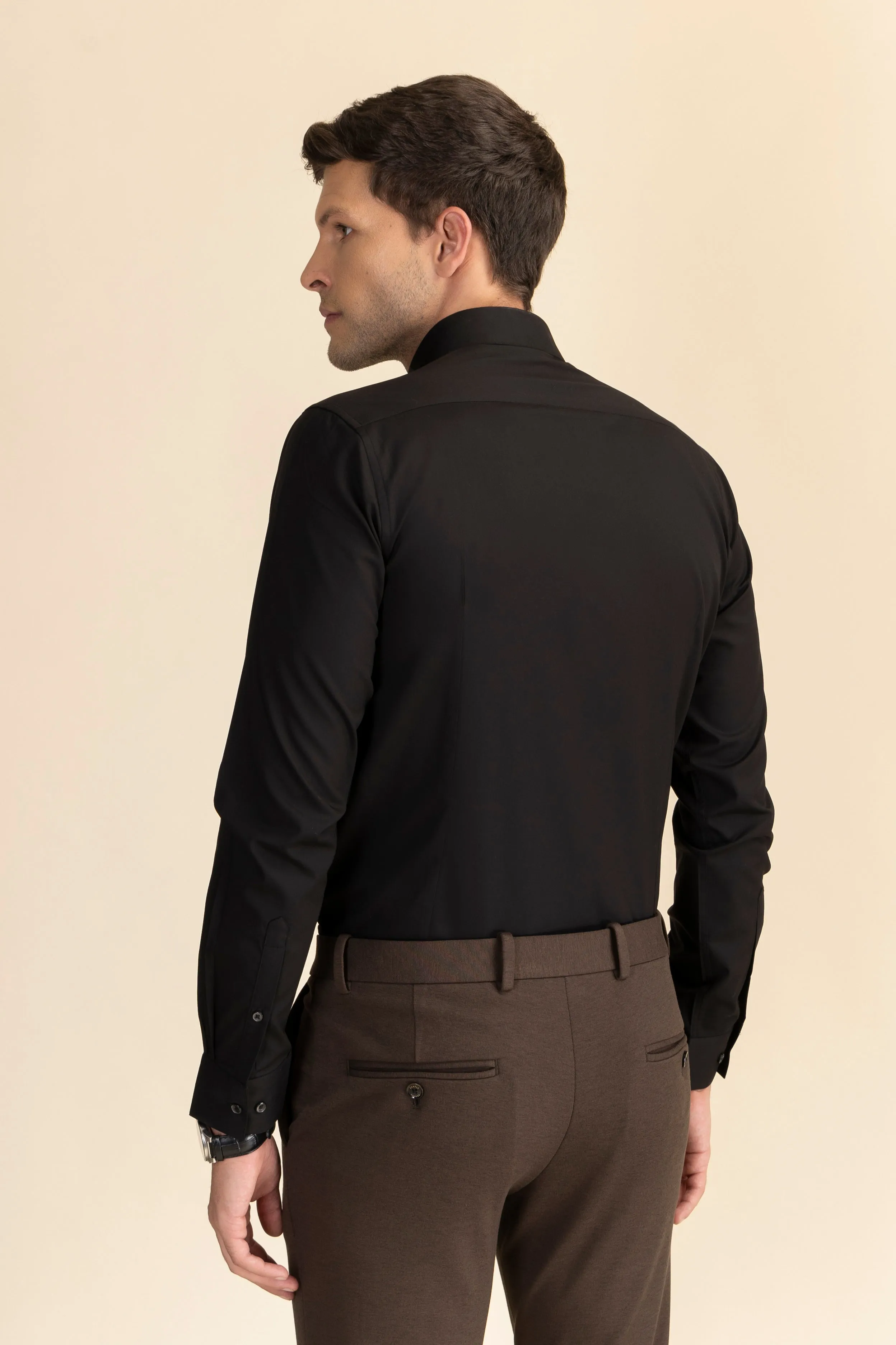 Black Poplin Solid Shirt