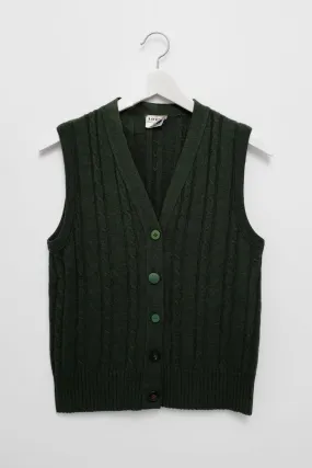 CABLE KNIT GREEN WOOL VINTAGE VEST