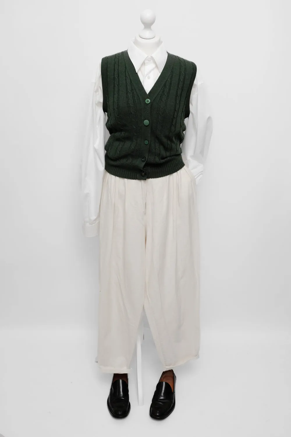 CABLE KNIT GREEN WOOL VINTAGE VEST