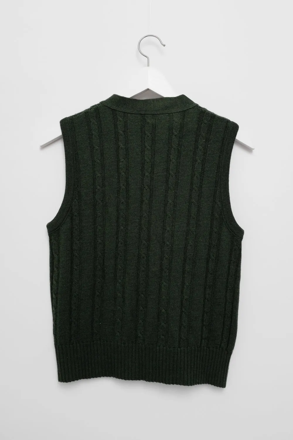 CABLE KNIT GREEN WOOL VINTAGE VEST