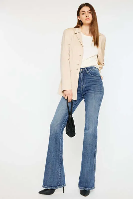Classic Medium Blue High Rise Flare Jeans