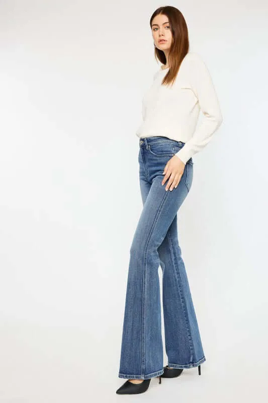 Classic Medium Blue High Rise Flare Jeans