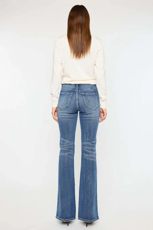 Classic Medium Blue High Rise Flare Jeans