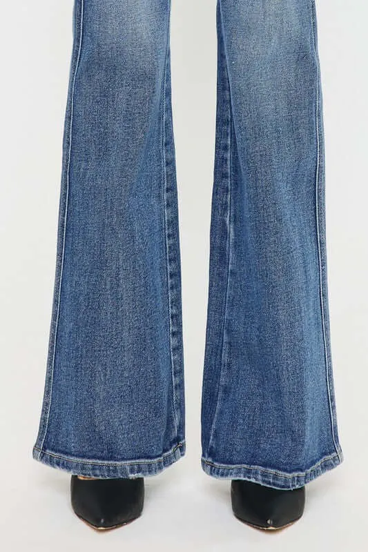 Classic Medium Blue High Rise Flare Jeans