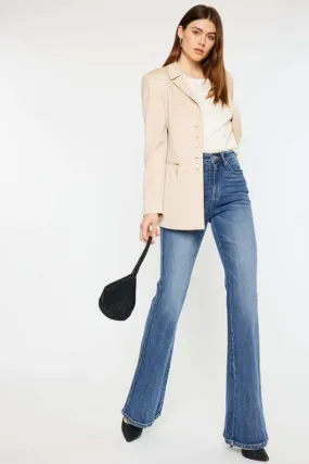 Classic Medium Blue High Rise Flare Jeans