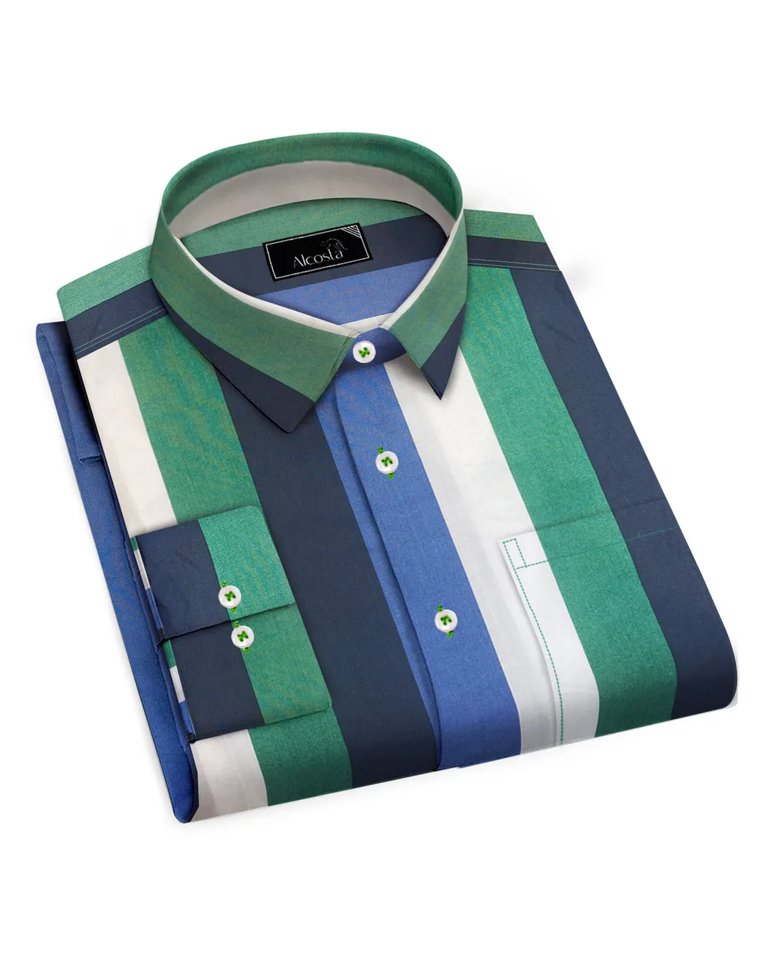 Combo of 2 Cotton striped shirt & white shirt