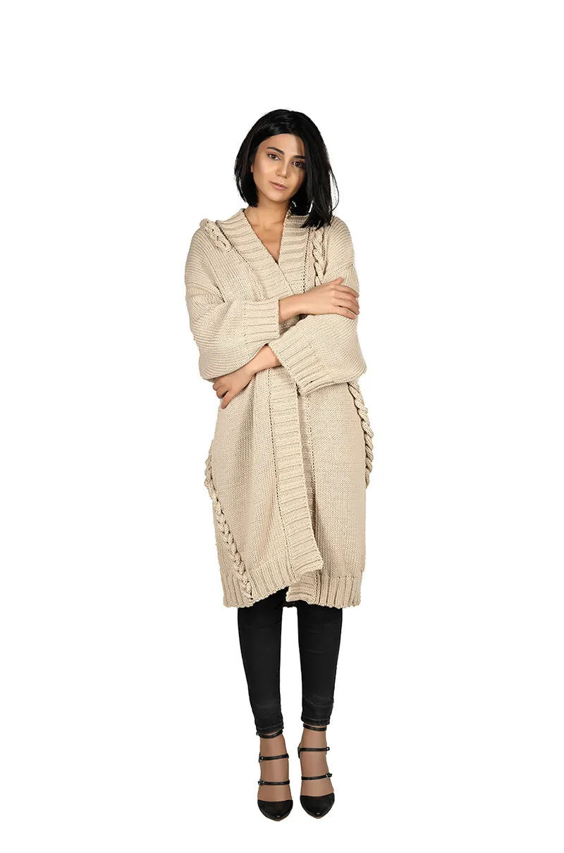 Cotton Cardigan with Braids