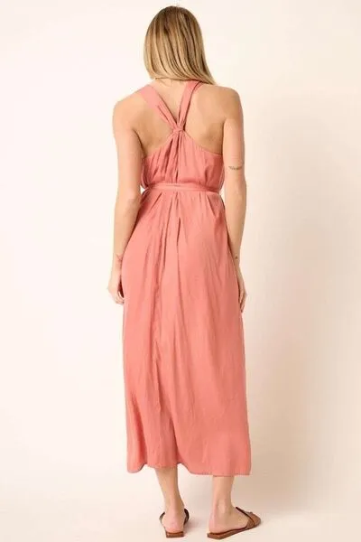 Cross Back Belted Tank Maxi Dress