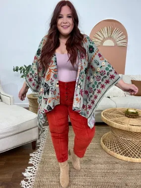 Easel Scarf Printed Rayon Crepon Kimono