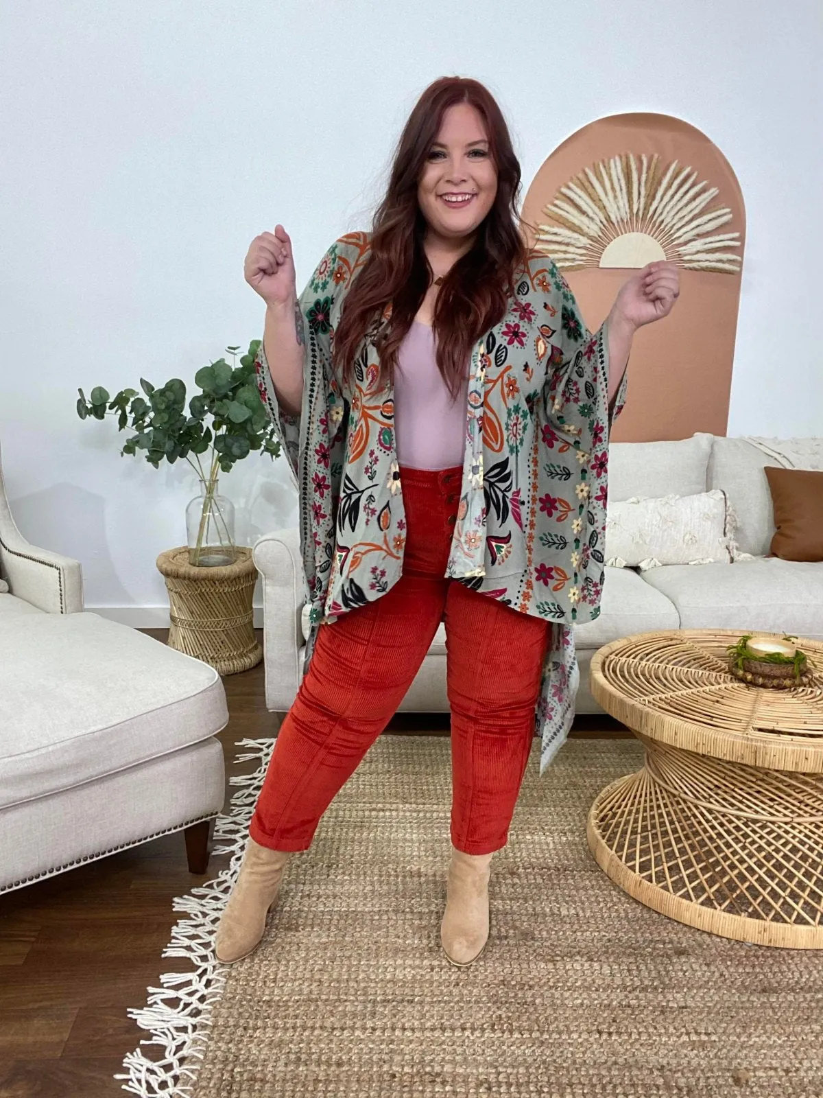 Easel Scarf Printed Rayon Crepon Kimono