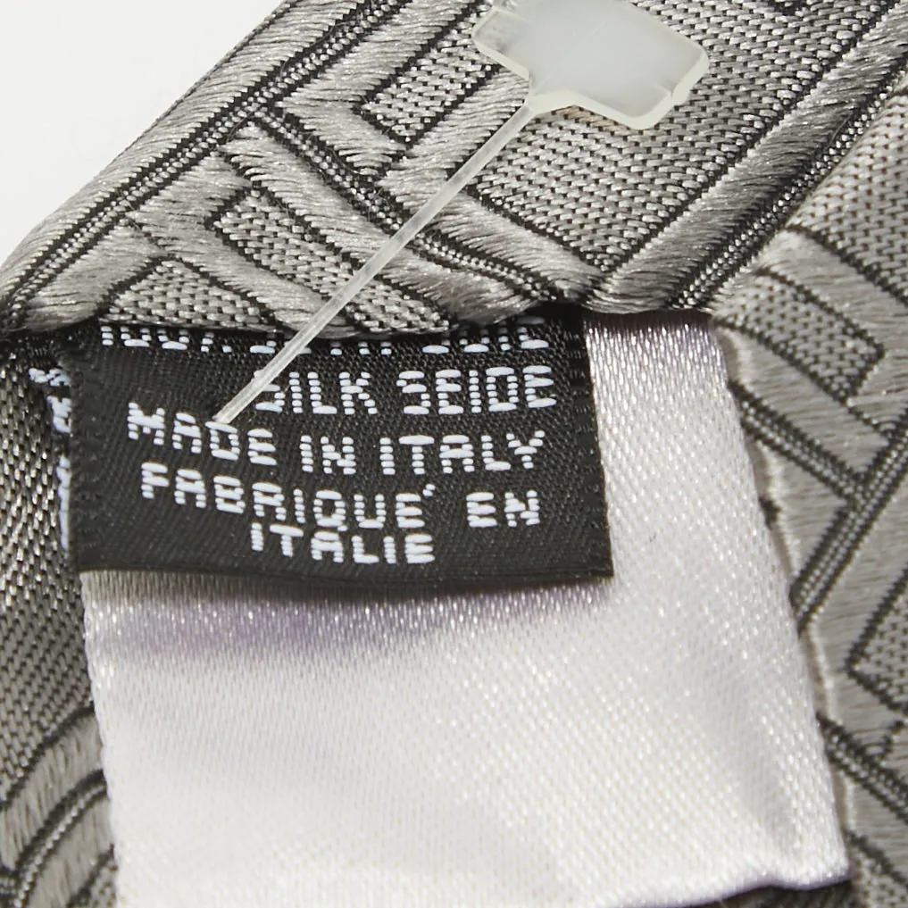 Fendi Grey Zucca Jacquard Silk Traditional Tie