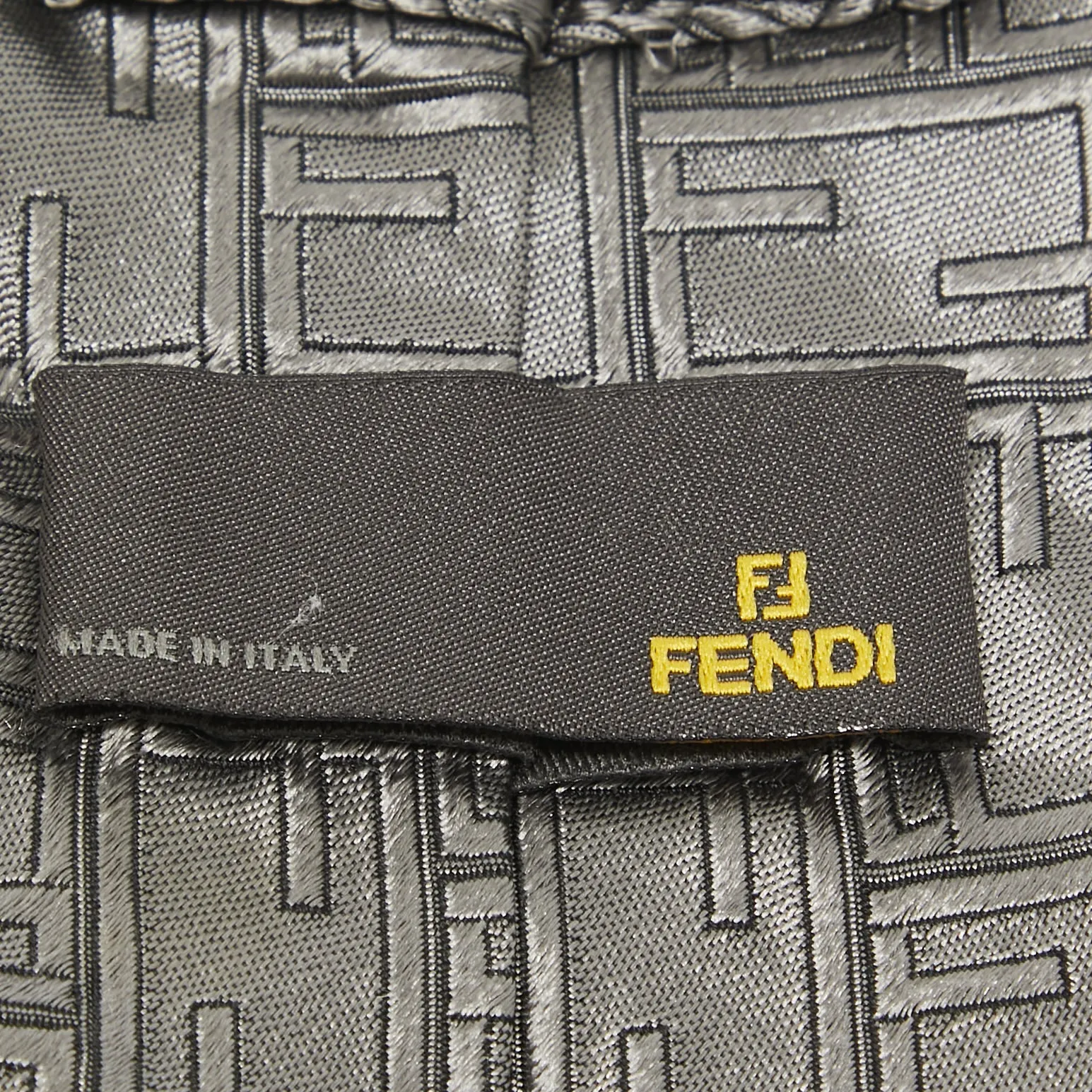 Fendi Grey Zucca Jacquard Silk Traditional Tie