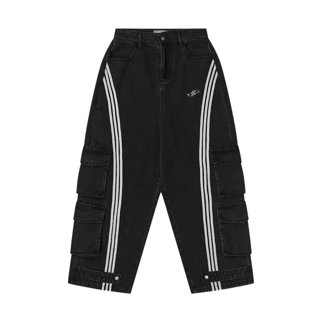 Functional Pockets Loose Jeans