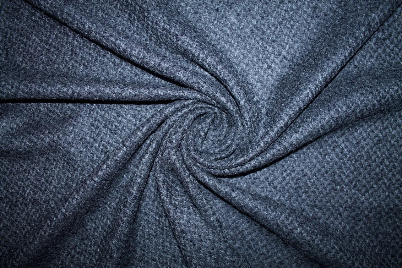 Italian Nubby, Tweedy Wool Bouclé - Black/Gray