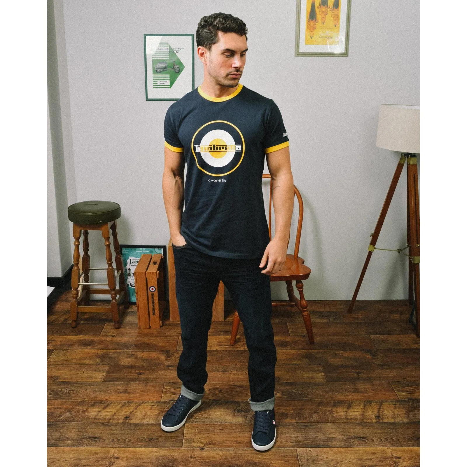 Lambretta Mens Target Print Ringer T-Shirt