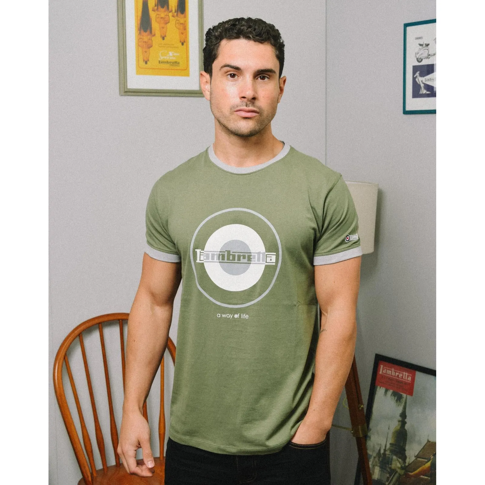 Lambretta Mens Target Print Ringer T-Shirt