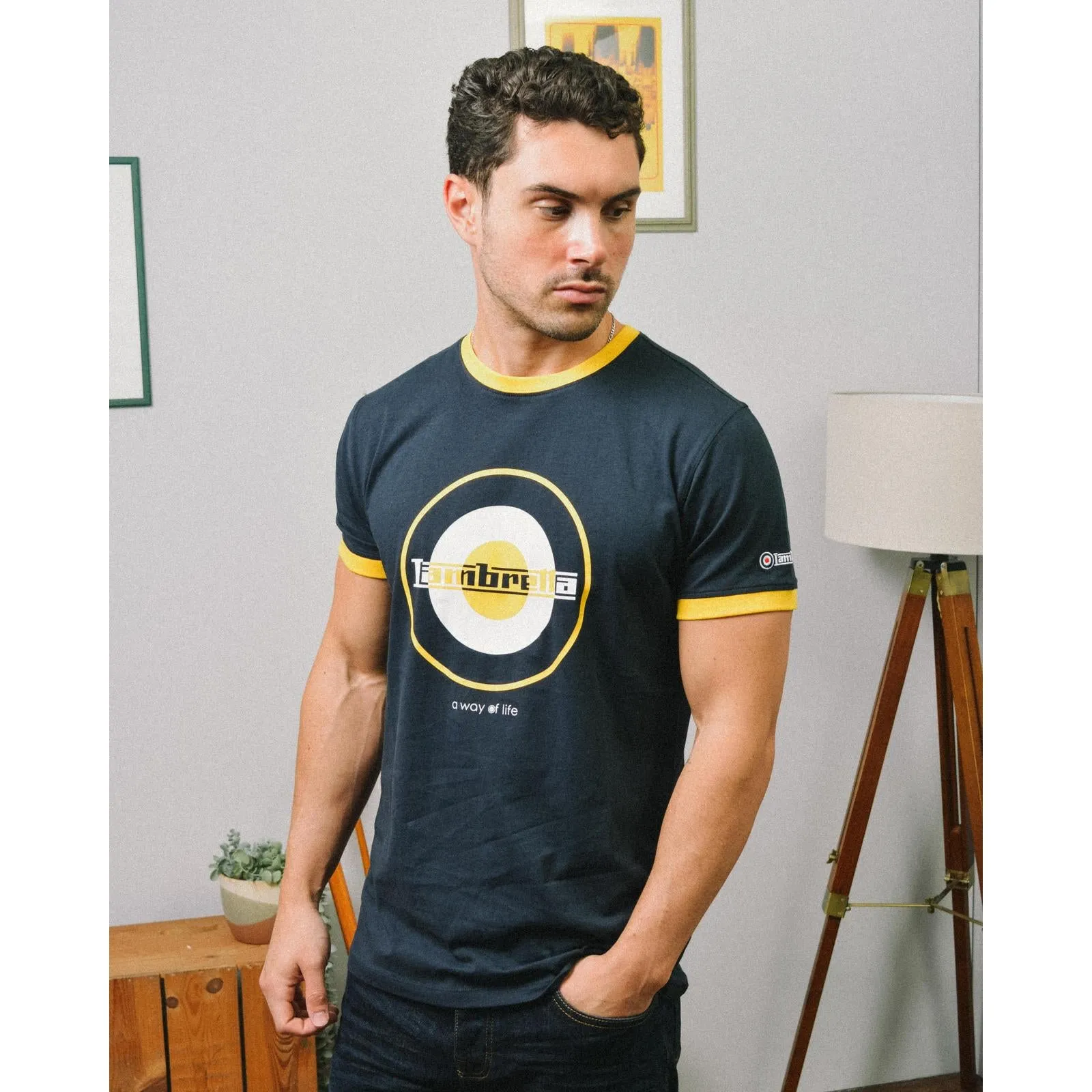 Lambretta Mens Target Print Ringer T-Shirt