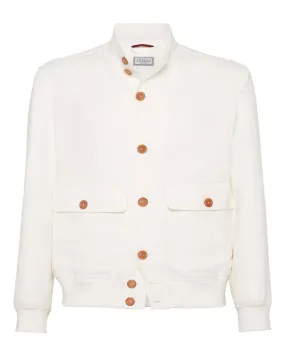 Linen Wool And Silk Diagonal Outerwear Jacket