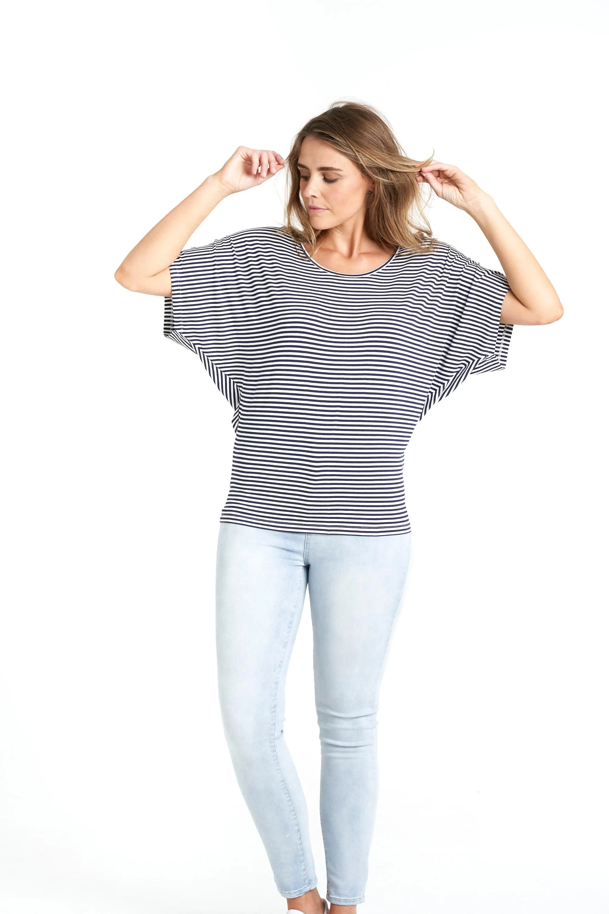 Maui Tee - Navy Blue/White Stripe