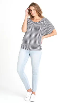 Maui Tee - Navy Blue/White Stripe