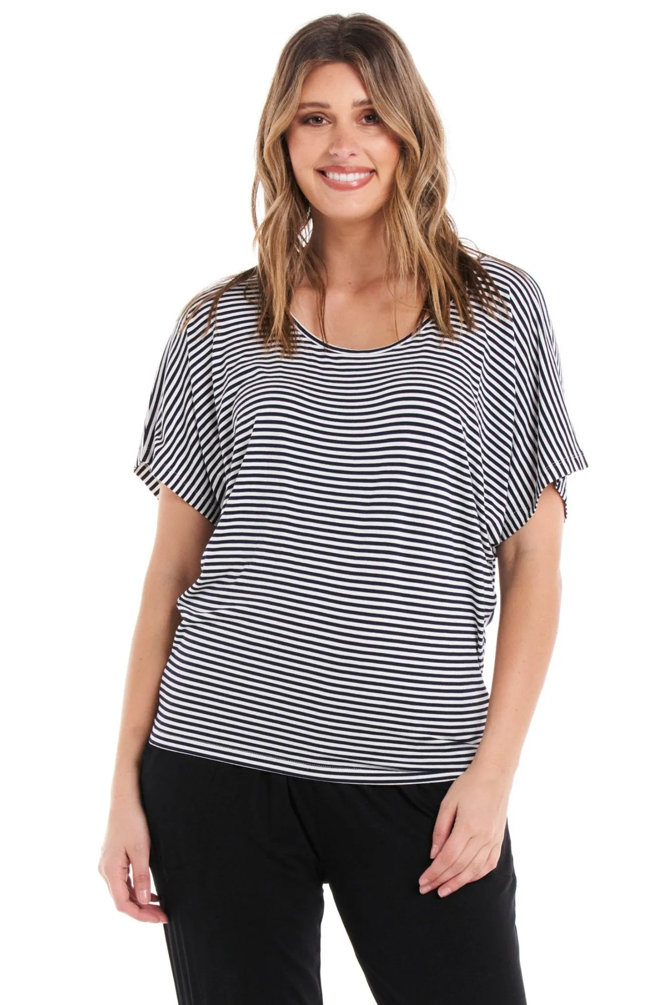 Maui Tee - Navy Blue/White Stripe
