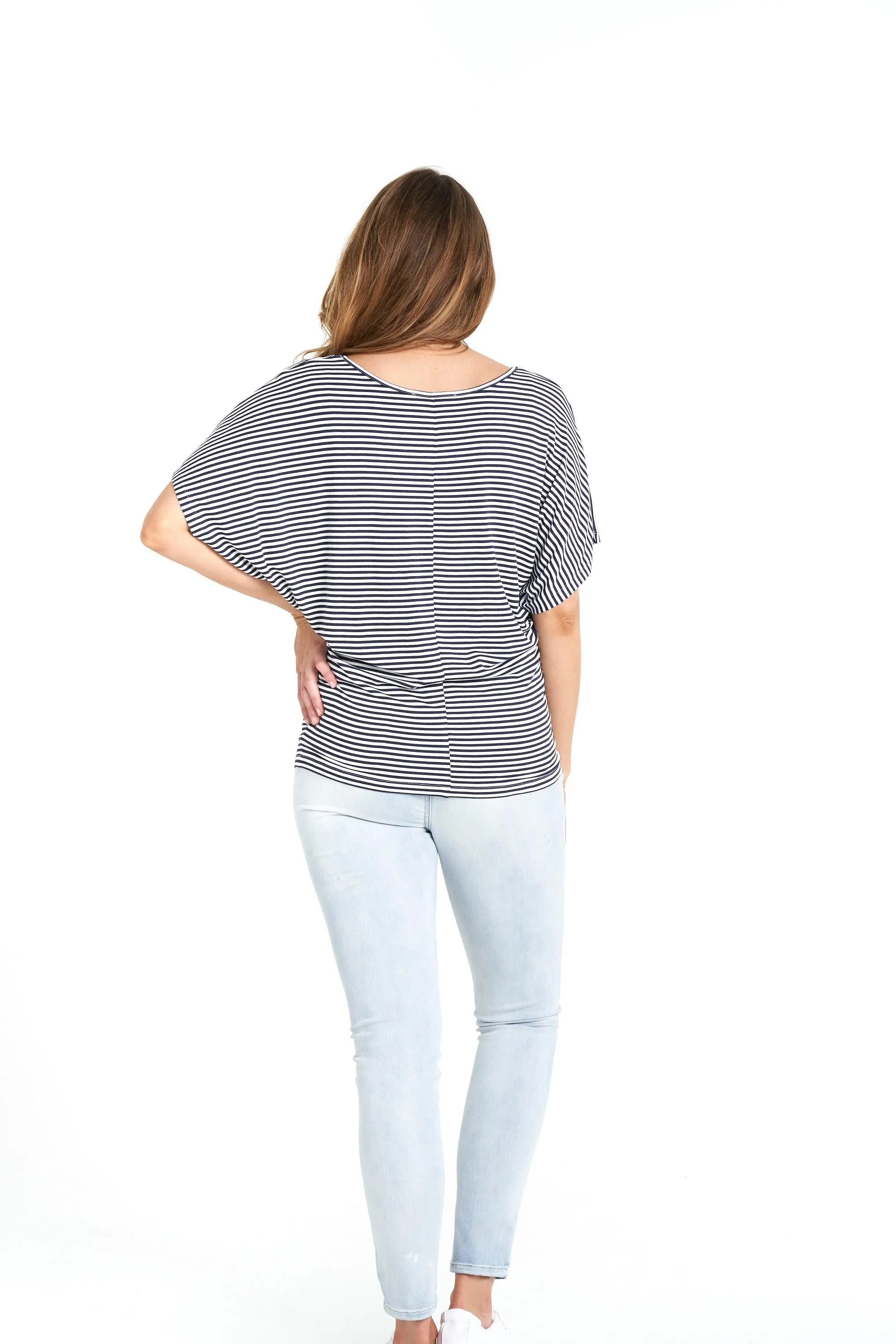 Maui Tee - Navy Blue/White Stripe