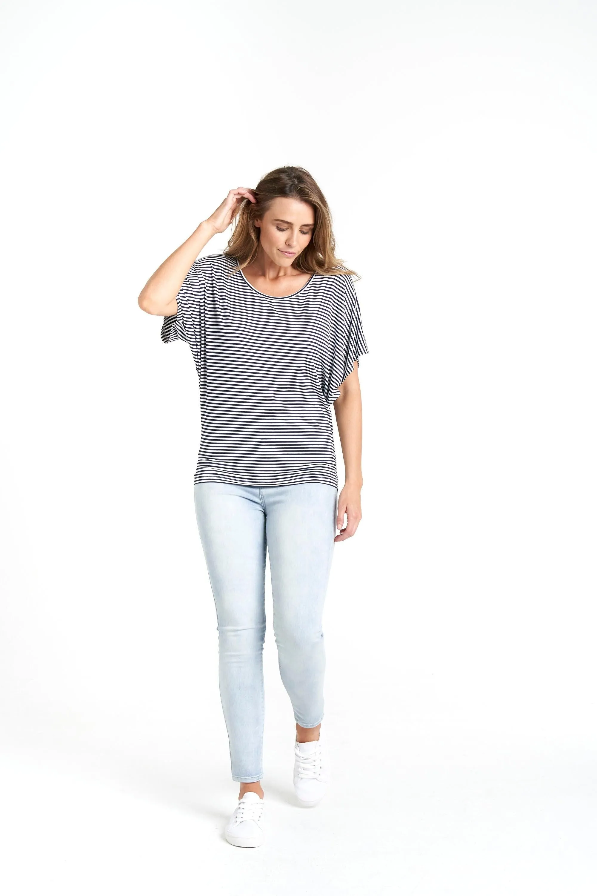 Maui Tee - Navy Blue/White Stripe