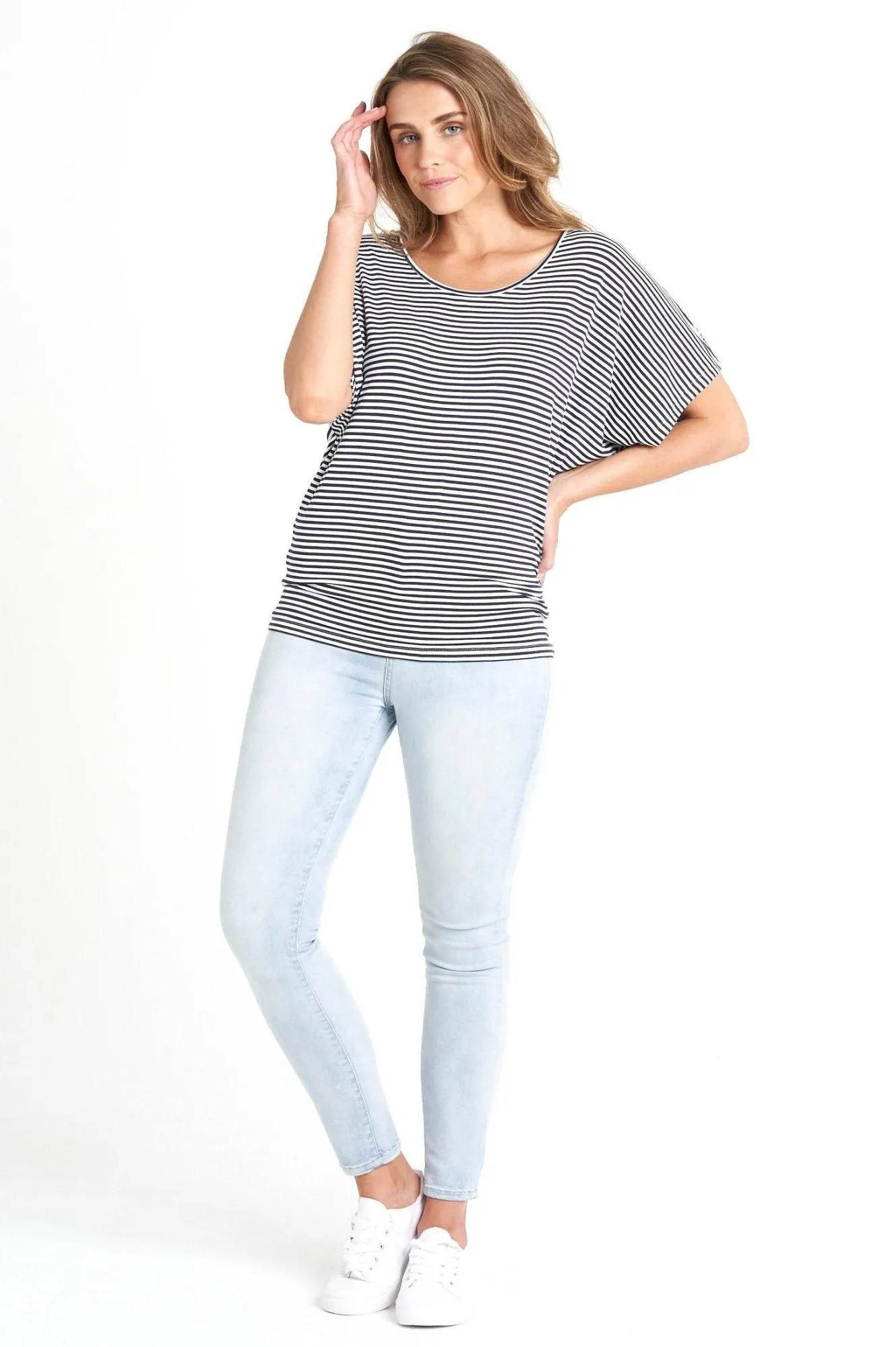 Maui Tee - Navy Blue/White Stripe