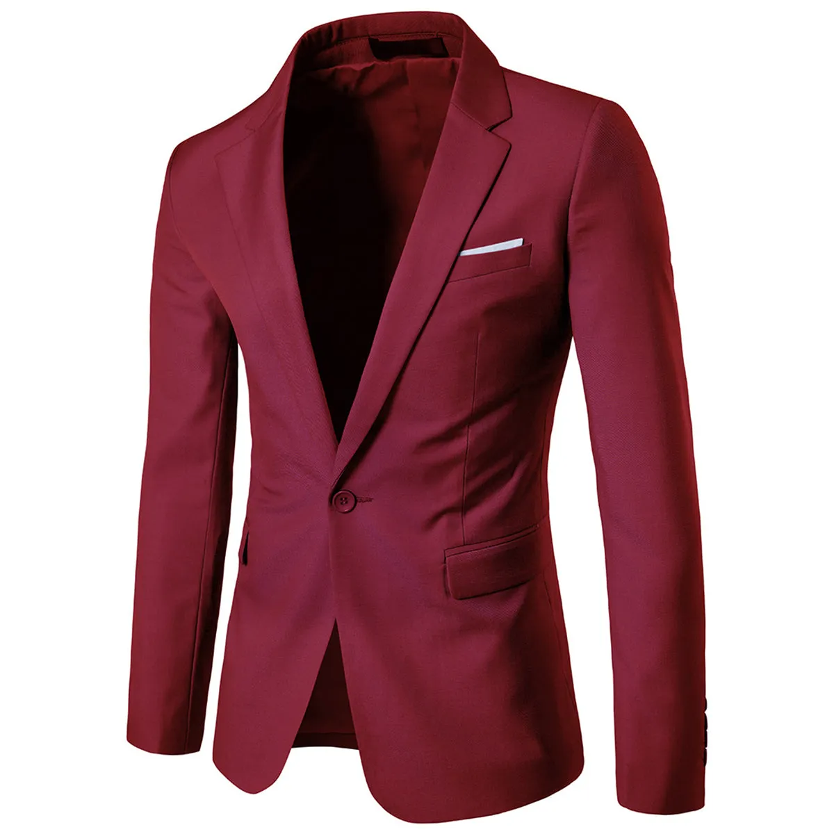 Mens Burgundy Slim Fit Casual Blazer