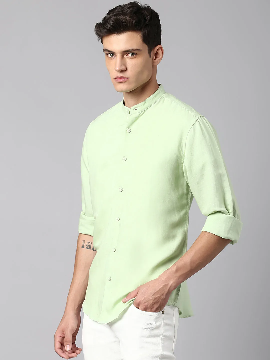 Men's Green Solid Shirts