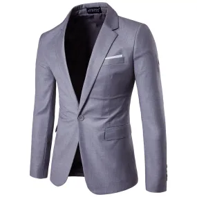 Mens Grey Slim Fit Casual Blazer