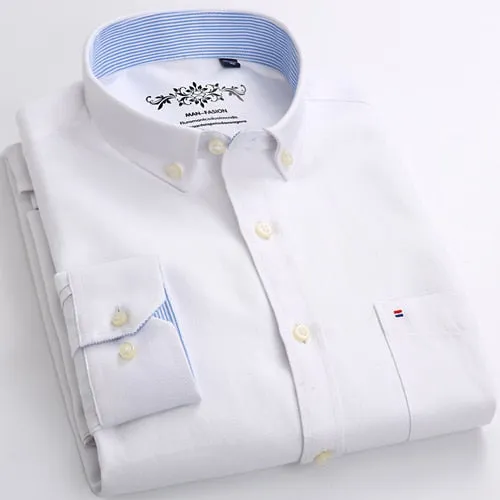 Men's Long Sleeves Plaid and Striped Oxford Dress Shirts