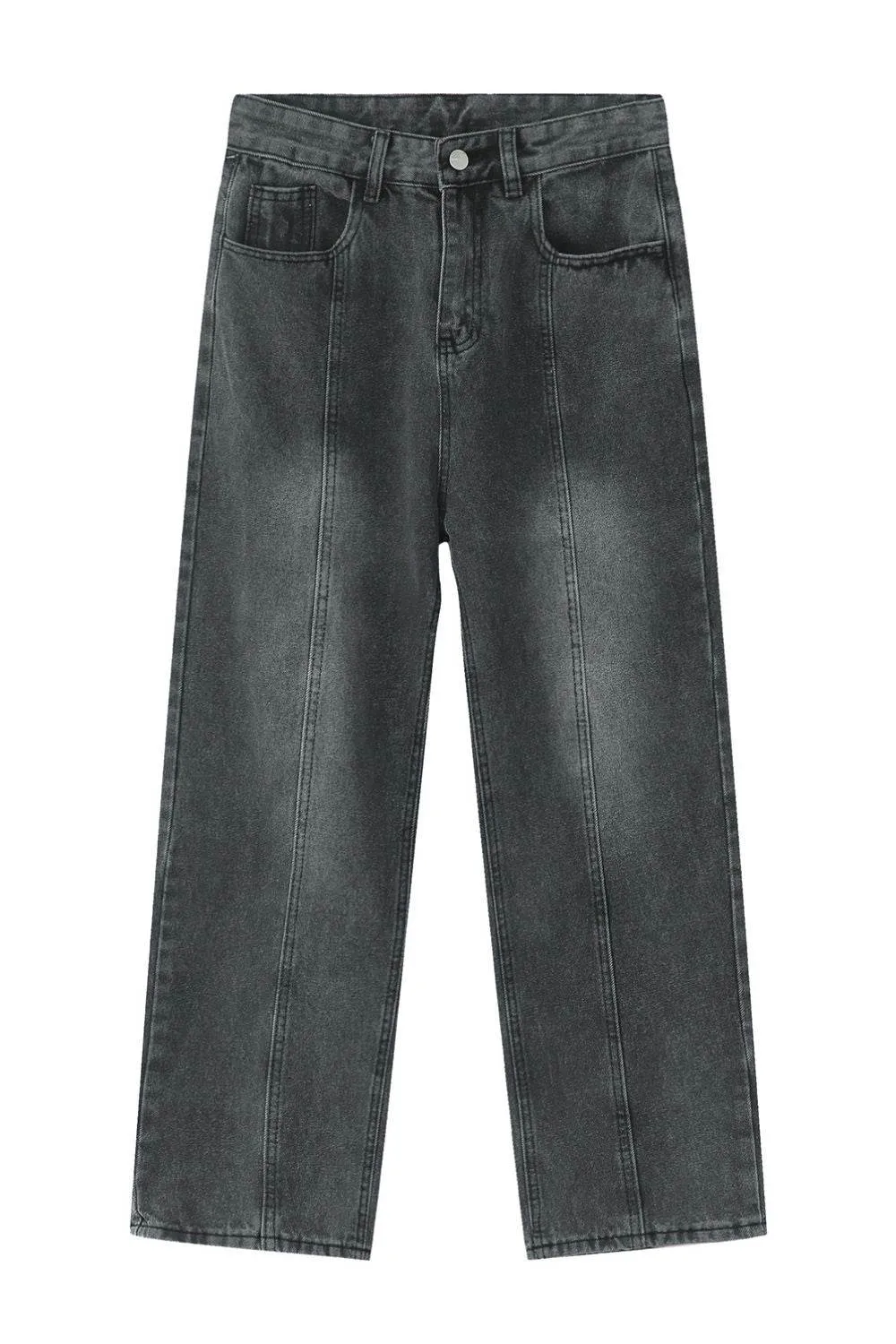 Men's Washed Splicing Straight Leg Jeans