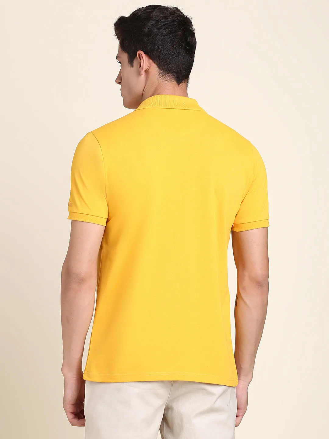 Men's Yellow Solid T-shirt