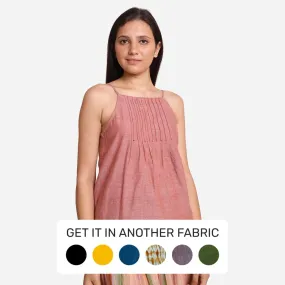 Peach Mangalgiri Cotton Flared Spaghetti Top