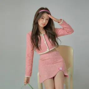 Pink Tweed Crop Jacket