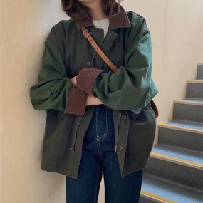 Purpdrank - Basic Jackets Women Panelled Vintage Zip-up Leisure All-match Cozy Pockets College Chic Baggy Cargo Female Streetwear Autumn New