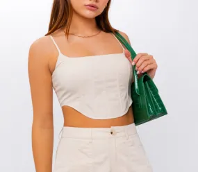 Rounded Hem Corset Crop Top