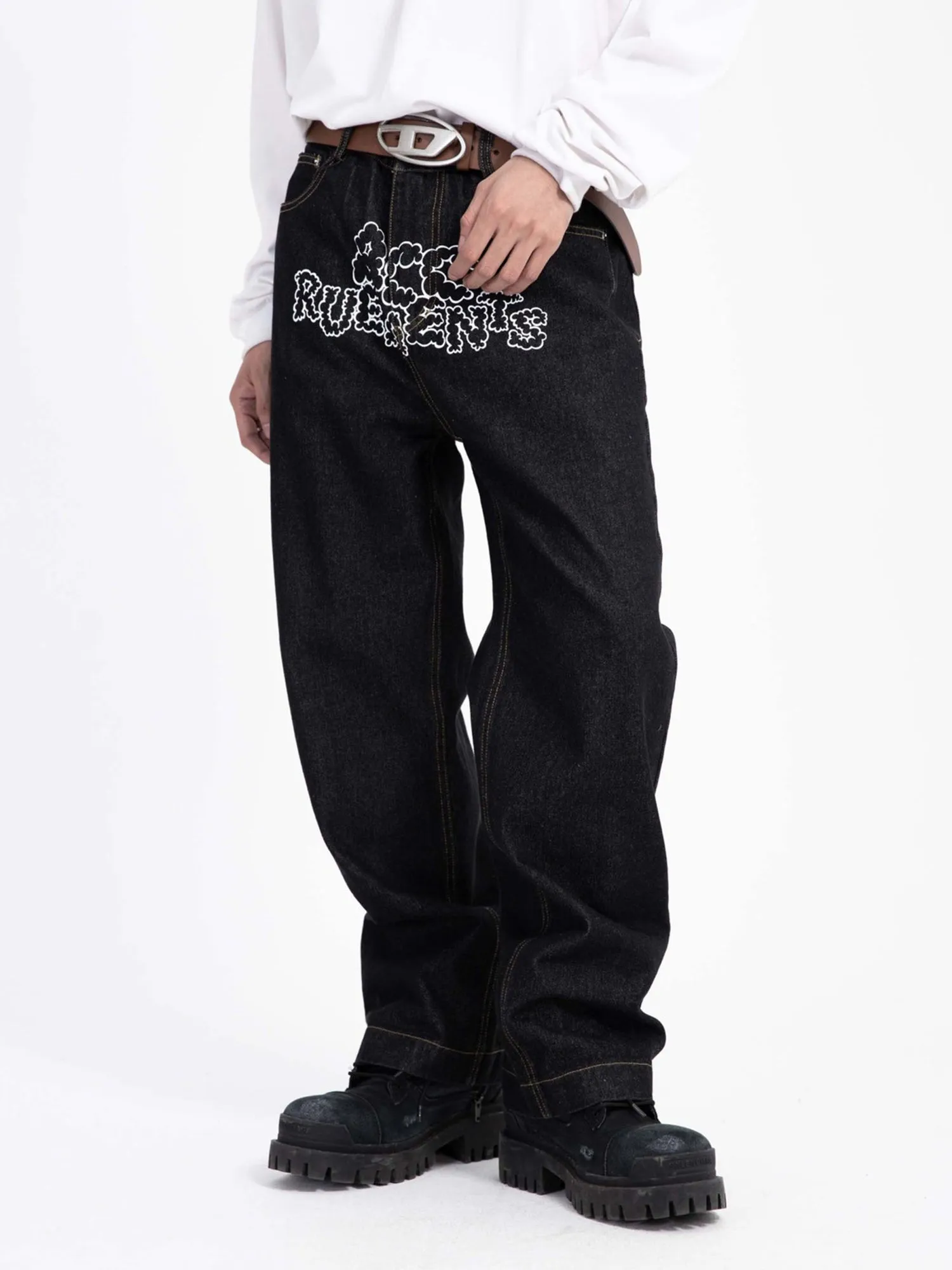 Sneakerhill Star Letter Print Jeans - 1594