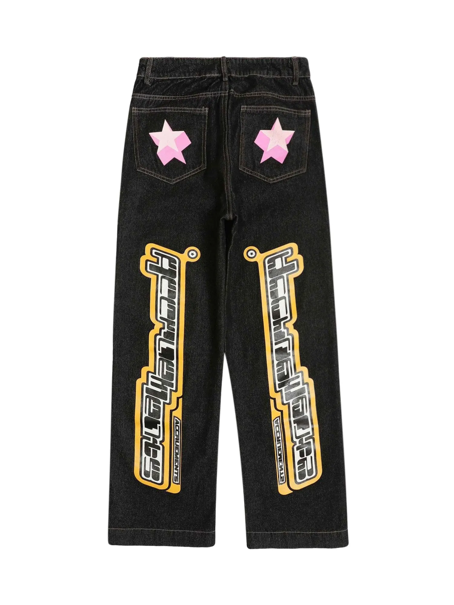 Sneakerhill Star Letter Print Jeans - 1594