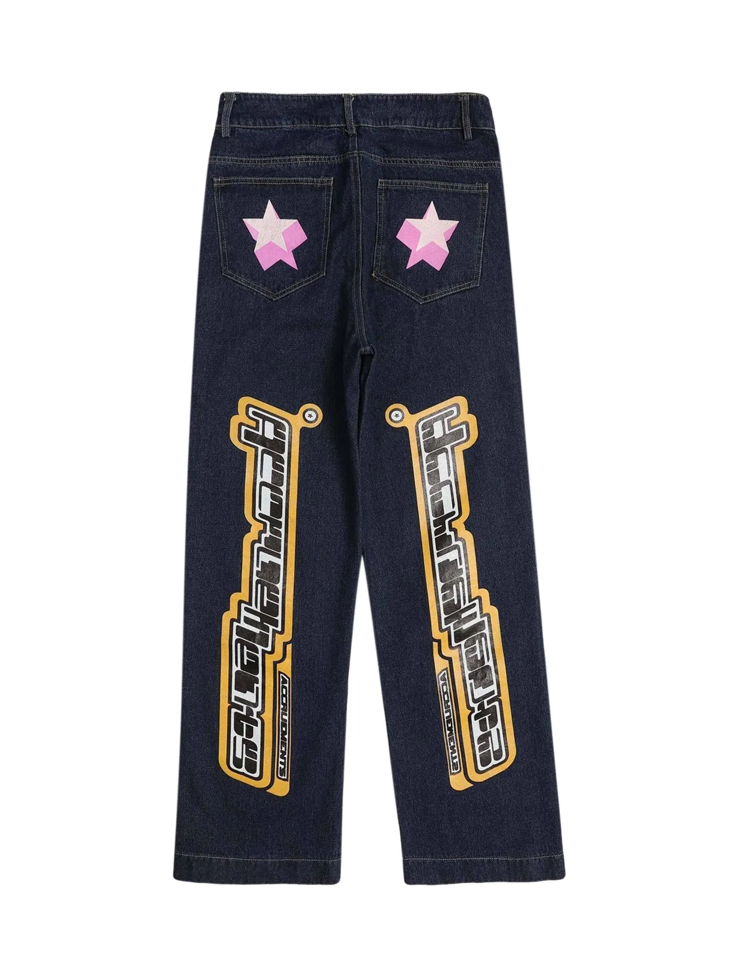 Sneakerhill Star Letter Print Jeans - 1594