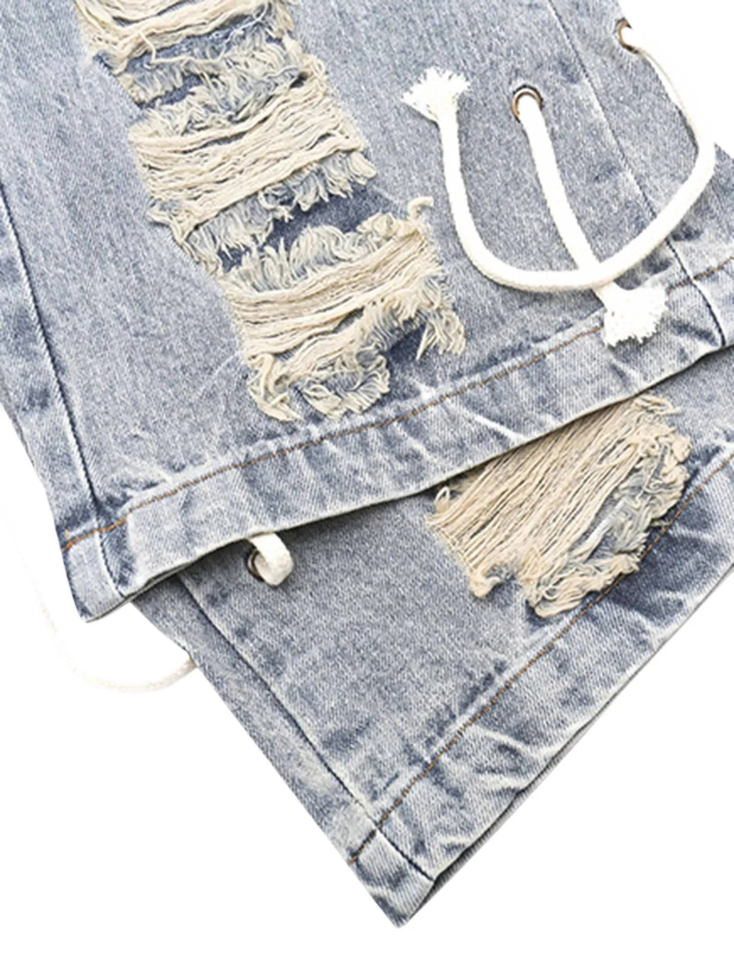 Sneakerhill Torn Side Straps Design Sense Jeans