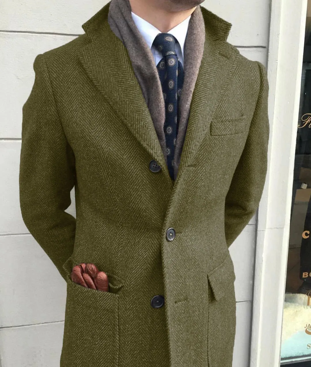 TC Classic Tweed Wool Long Coat
