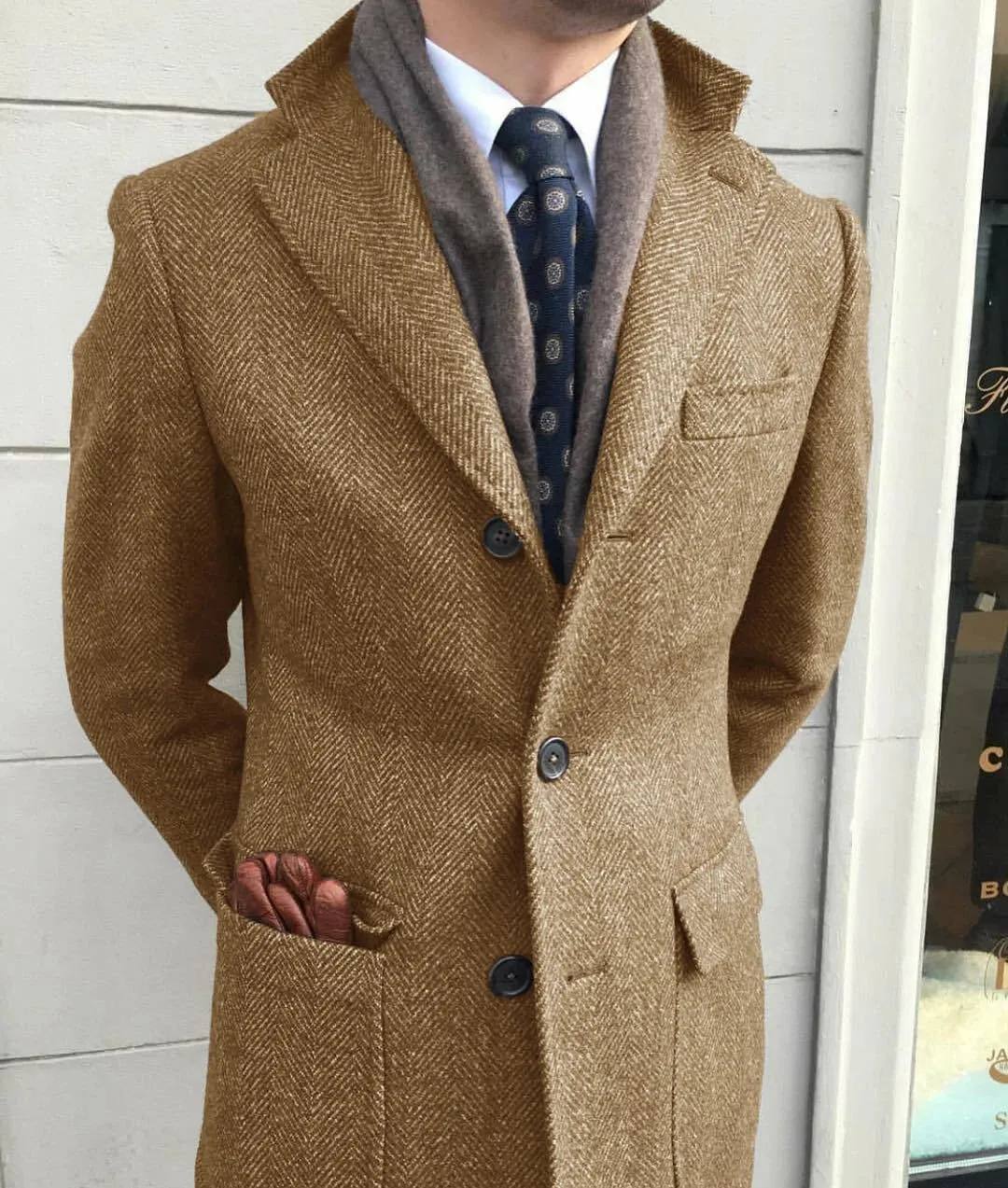 TC Classic Tweed Wool Long Coat