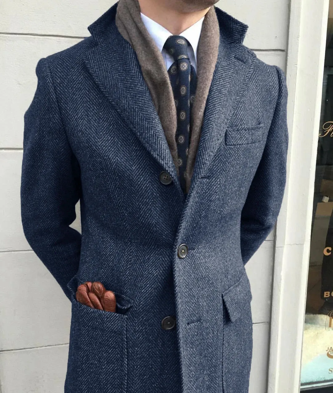 TC Classic Tweed Wool Long Coat