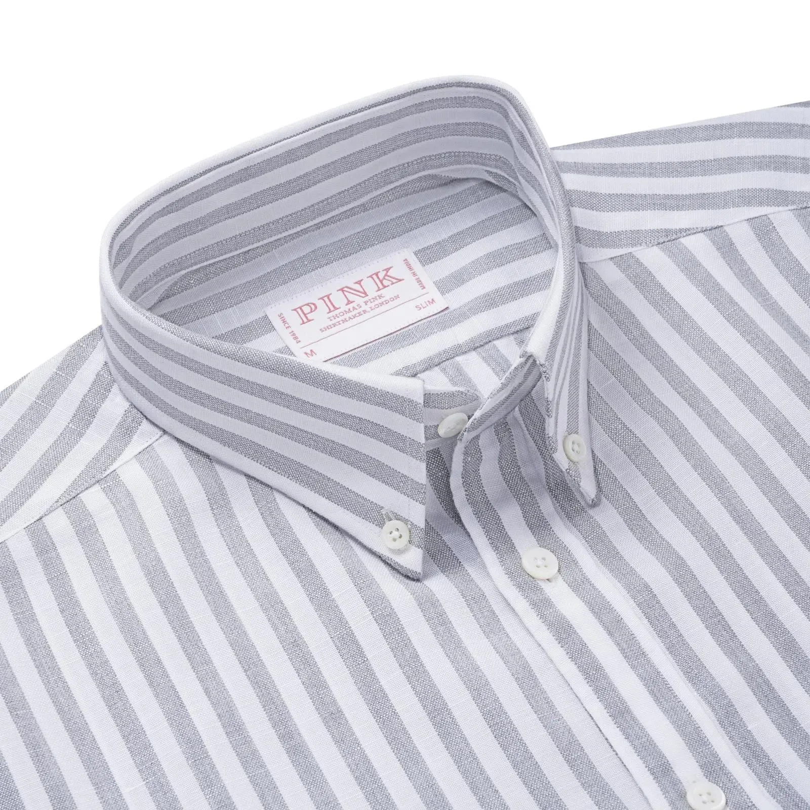 Thomas Pink Slim Fit Smart Casual Oxford Stripe Shirt
