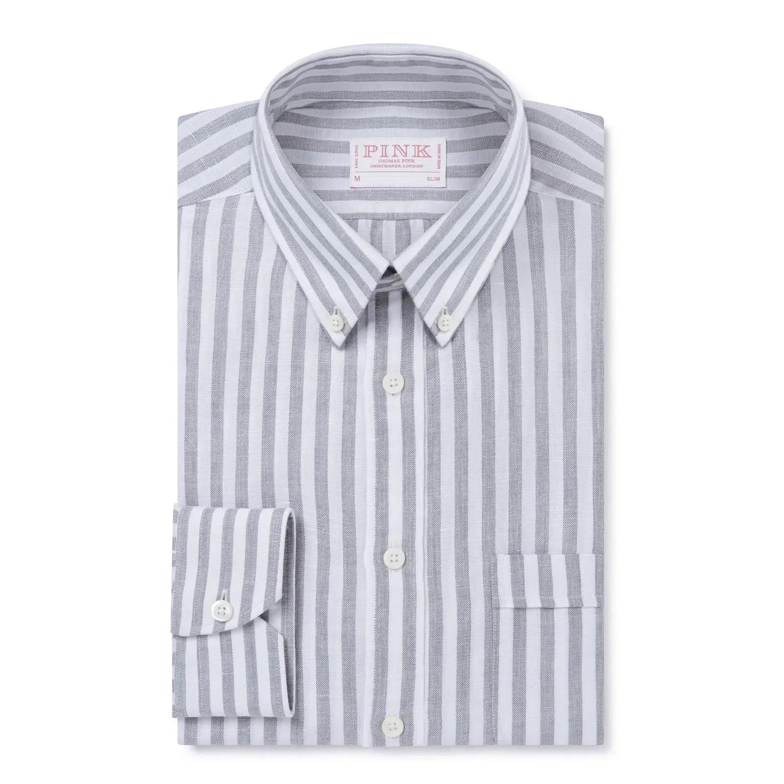 Thomas Pink Slim Fit Smart Casual Oxford Stripe Shirt