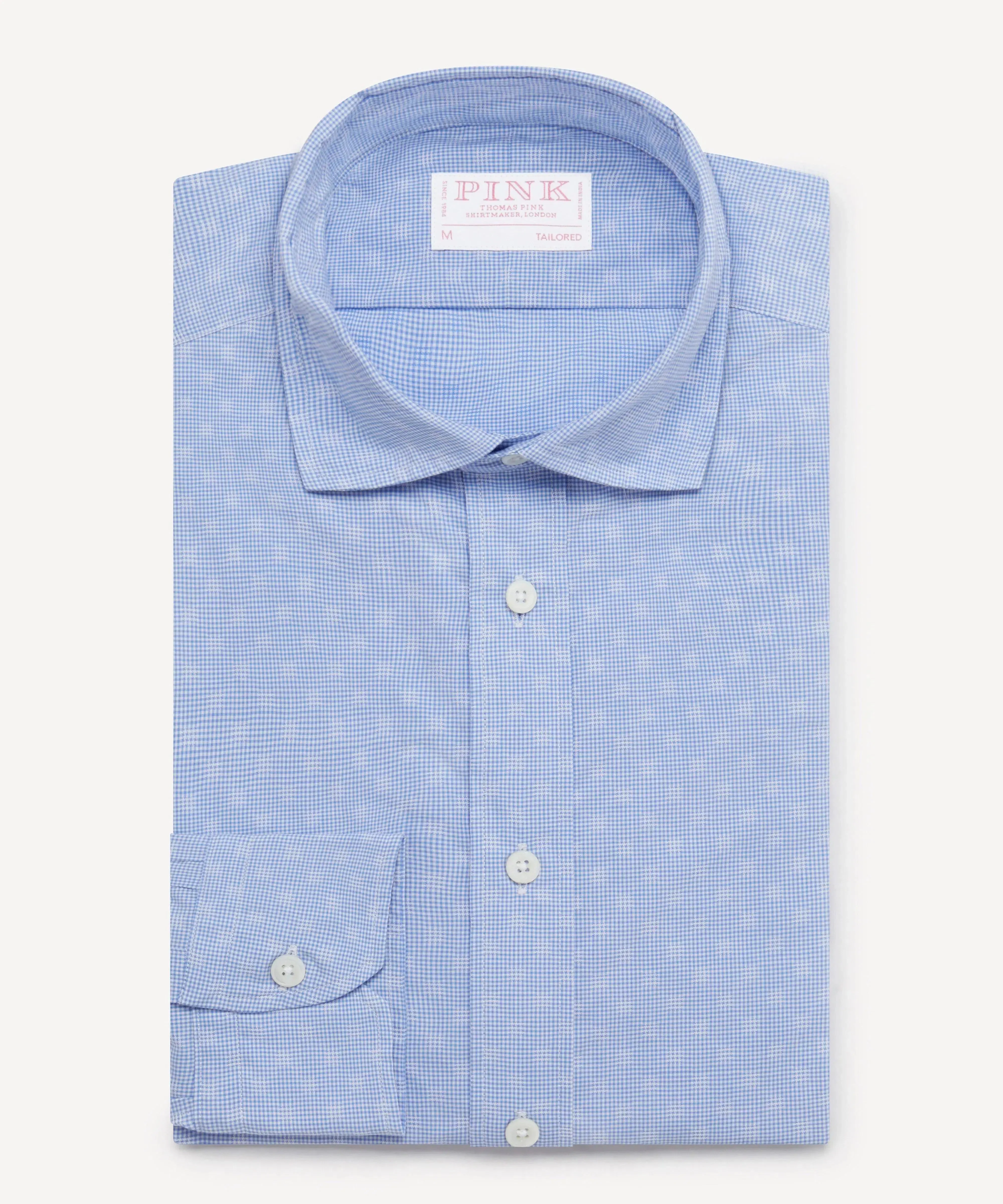 Thomas Pink Tailored Fit Smart Casual Micro Gingham Shirt